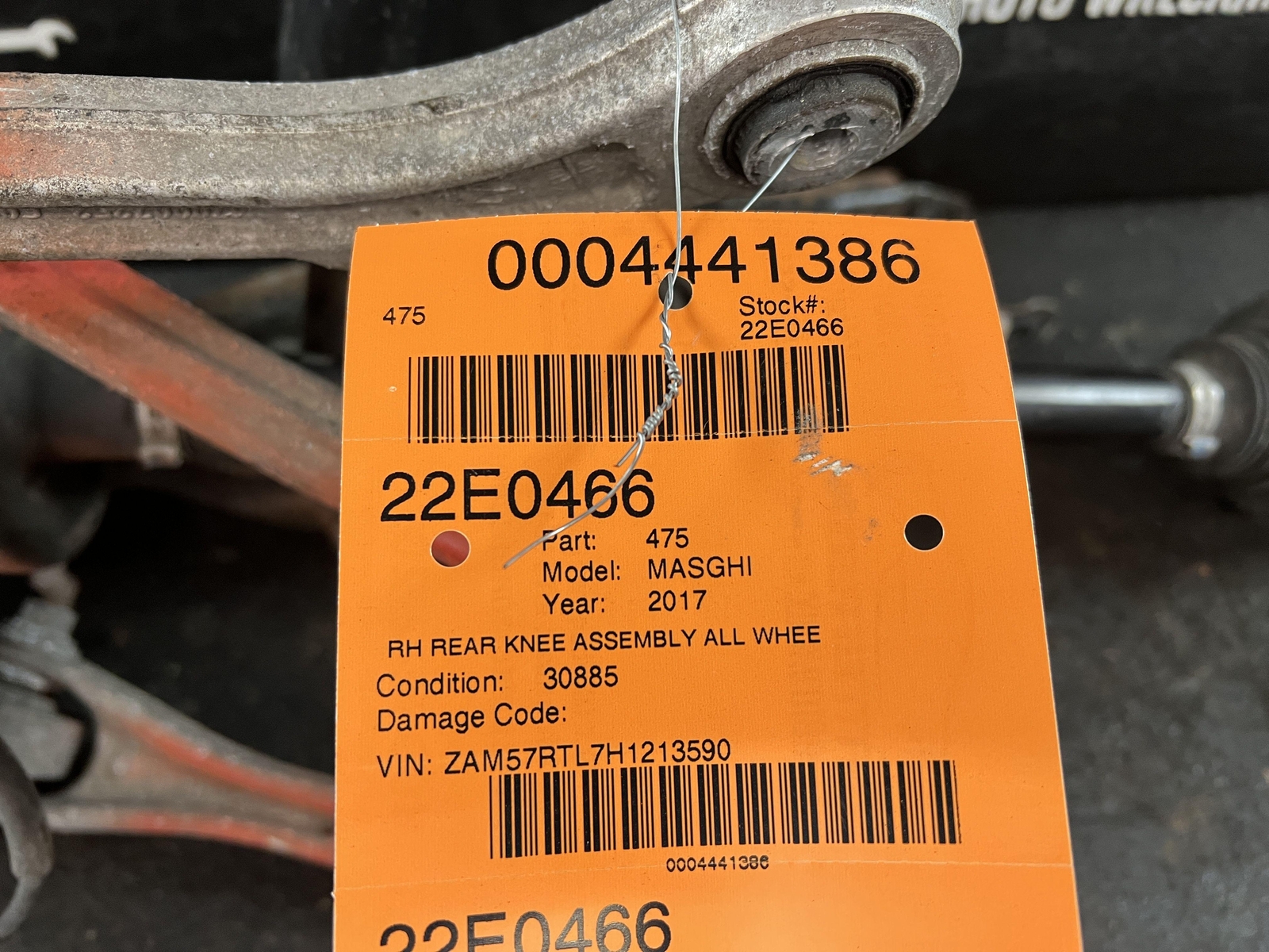 2017 MASERATI GHIBLI REAR PASSENGER KNEE ASSEMBLY ALL WHEEL DRIVE 06701014460