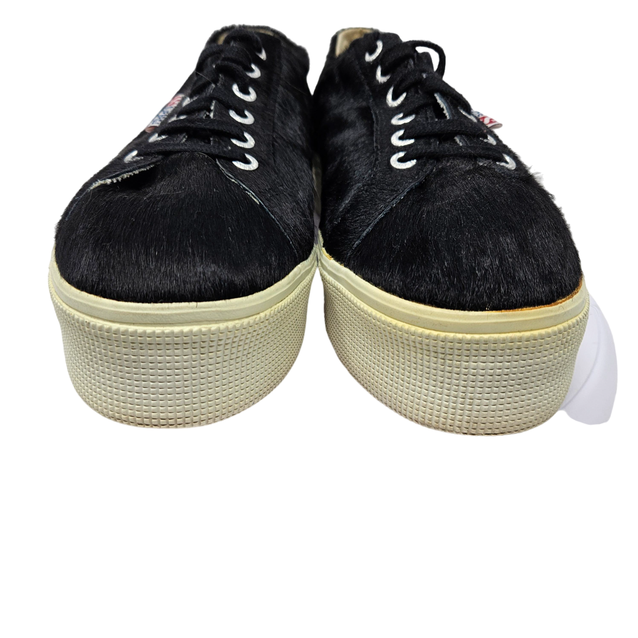 Scarpe da ginnastica con plateau Superga pony scarpe bianche e nere da donna taglia 10 stringate