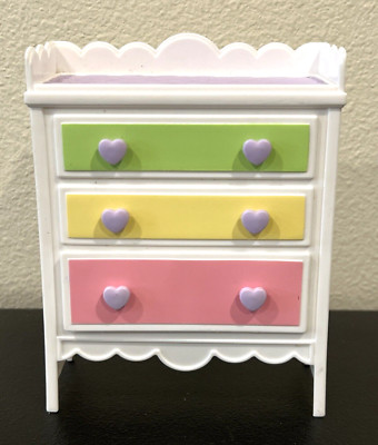 Mattel 2004 Barbie Pastel Changing Table Dresser Purple Hearts | eBay