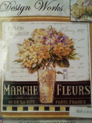 Design Works-Cross Stitch-''Marche De Fleurs'' 14 CT Aida, 16'' x16''