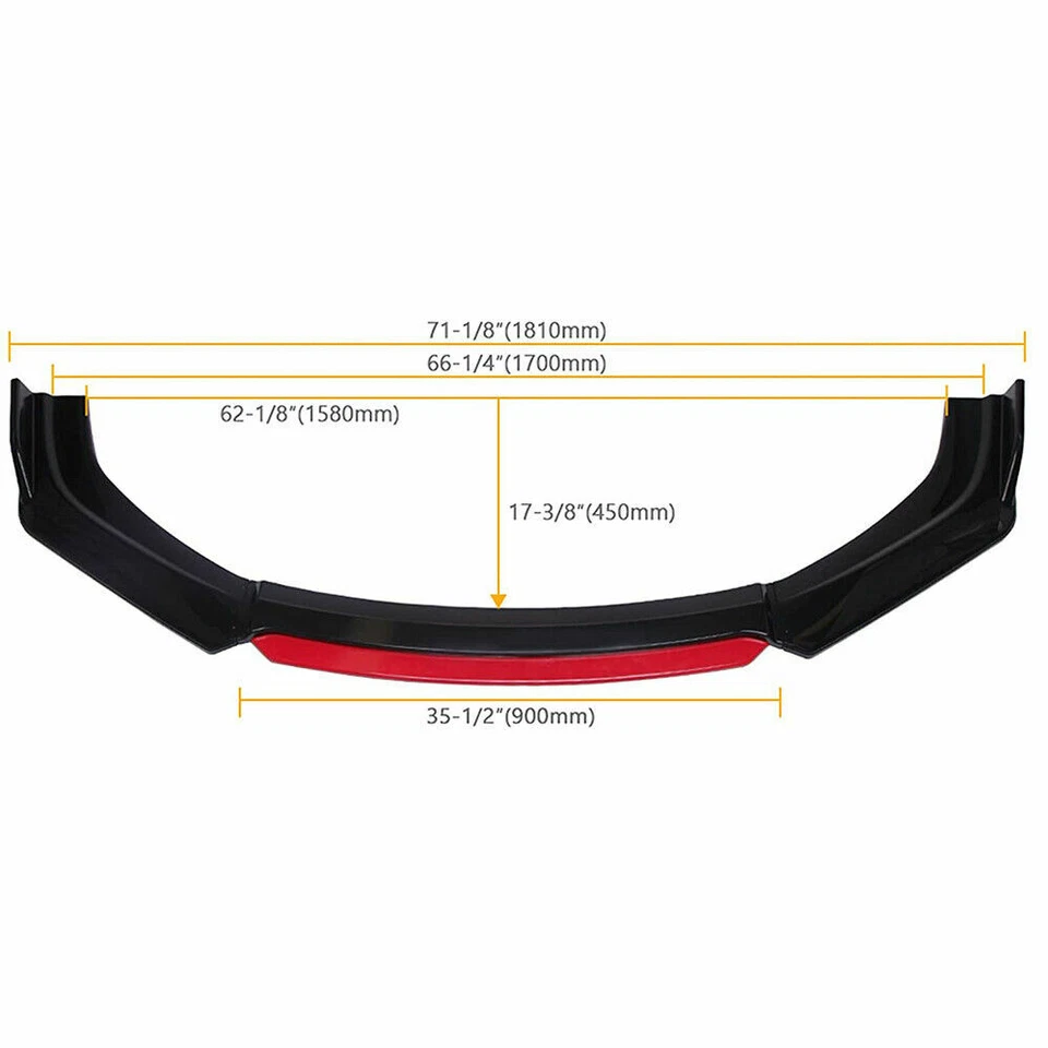 Alerón divisor de labios parachoques delantero rojo negro brillante para Chevrolet Chevy Cruze LT Foto 2 de 4