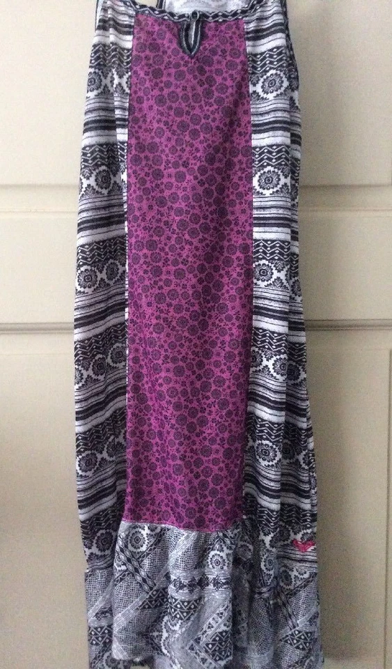 Nuevo Verano Niñas Roxy Negro Blanco Púrpura L/XL/10/12 Floral Solero Roxy Niña Foto 2 de 4
