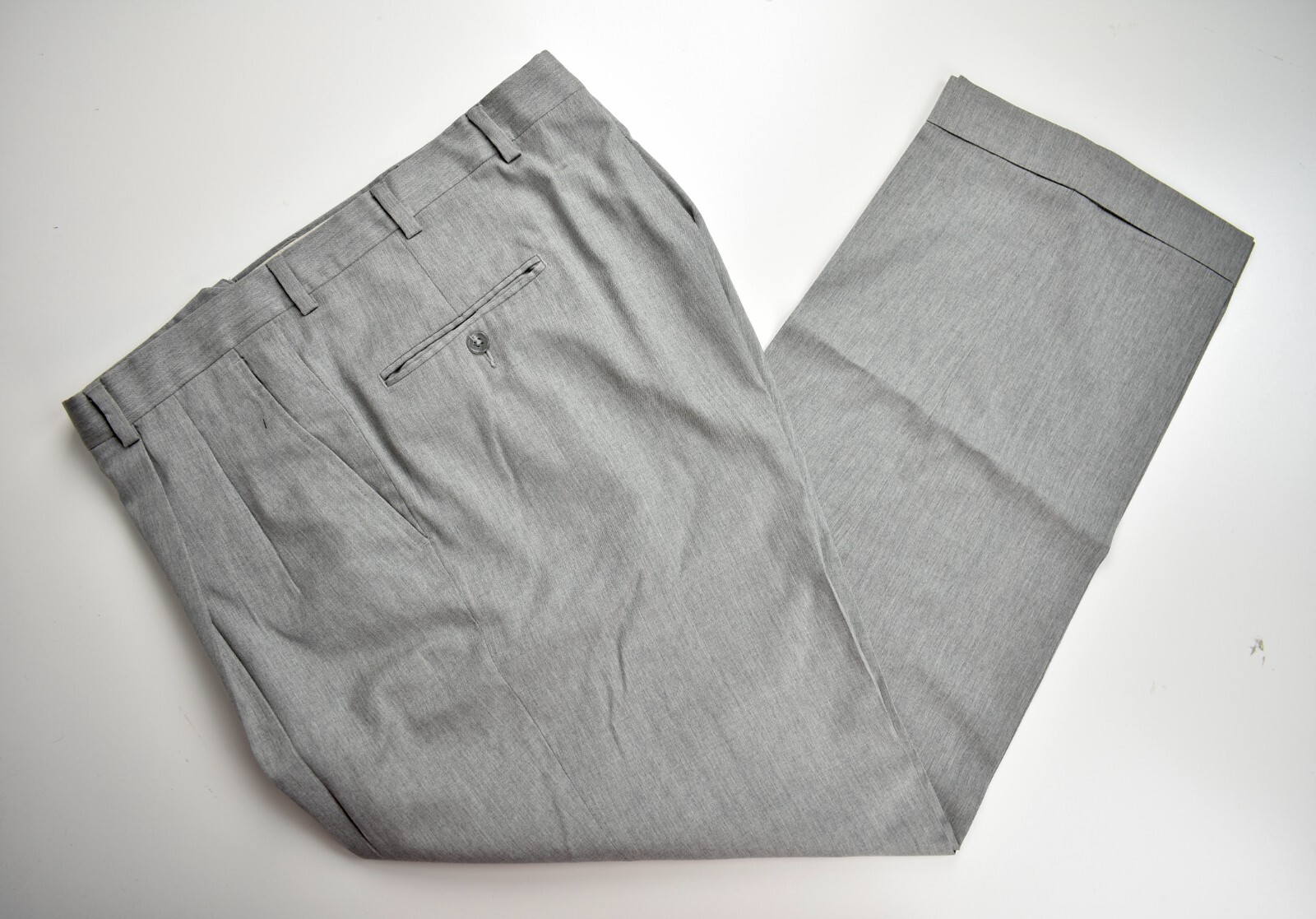 Hart Schaffner Marx Solid Light Gray Wool Dress P… - image 1