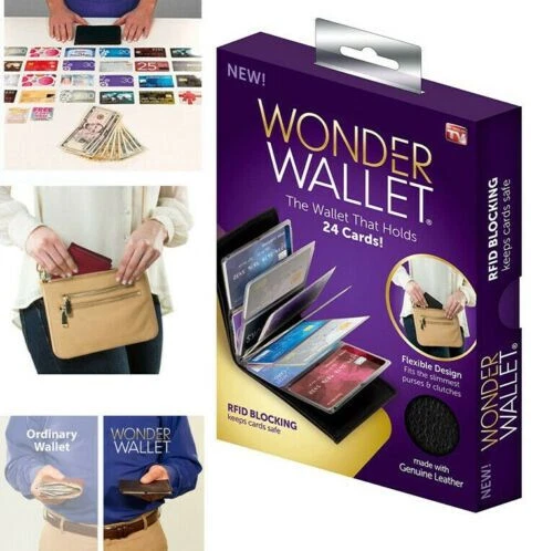 2pcs Original Wonder Wallet Amazing Slim RFID Wallet As Seen on TV Black Leather - Image 2 of 4
