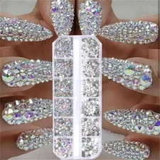 1set Nail Rhinestone 3D Glitter Crystal Diamond Gems Nail Art Decoration Tips❀