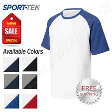 Sport-Tek Mens Short Sleeve Colorblock Raglan Rib Knit Neck Jersey T-Shirt T201