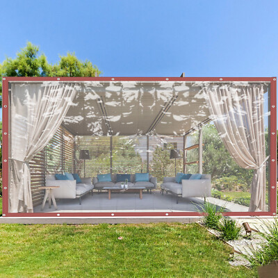 8*16FT/2.5*5m Waterproof Rainproof Clear PVC Plastic Porch Screens Tarpaulin