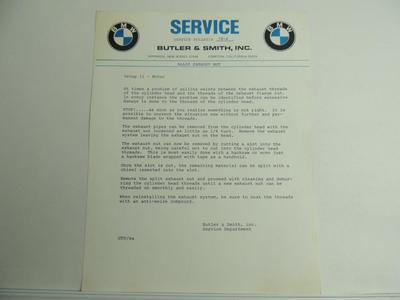 Vintage 1979 BMW Motorcycle Dealer Service Bulletin Butler and Smith ...