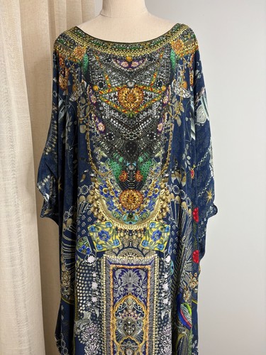 Camilla Round Neck Kaftan Maxi Dress Size OS 'Children of the world' RARE Silk - Picture 4 of 9