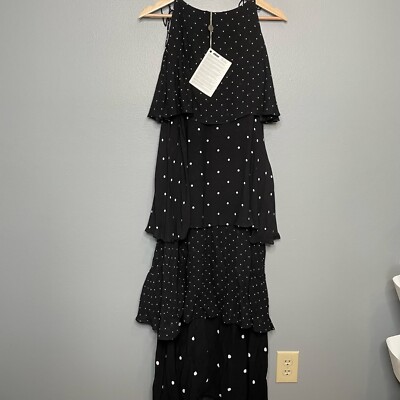 ANINE BING Black/White Polka-Dot Tiered Ruffle Daisy Maxi