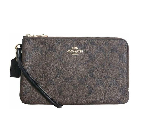 coach double zip wallet in signature canvas