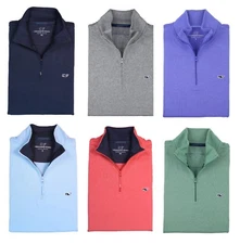 NWT Vineyard Vines Men Jersey 1/4 Zip Shep Shirt with Whale Logo MSRP $98.50