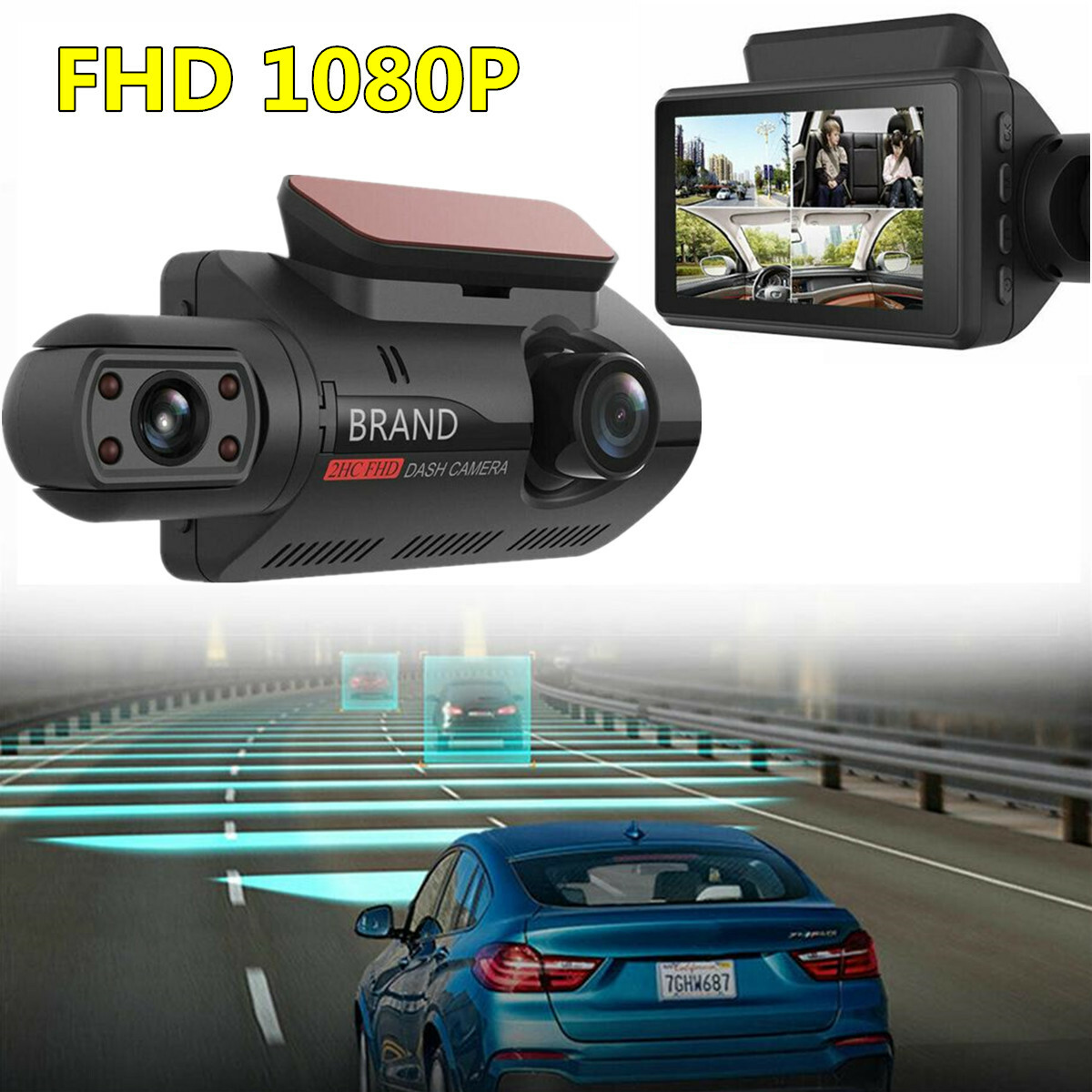 Dual Lens Dash Cam 1080P Touch Screen Car DVR Camera Video Recorder Night Vision