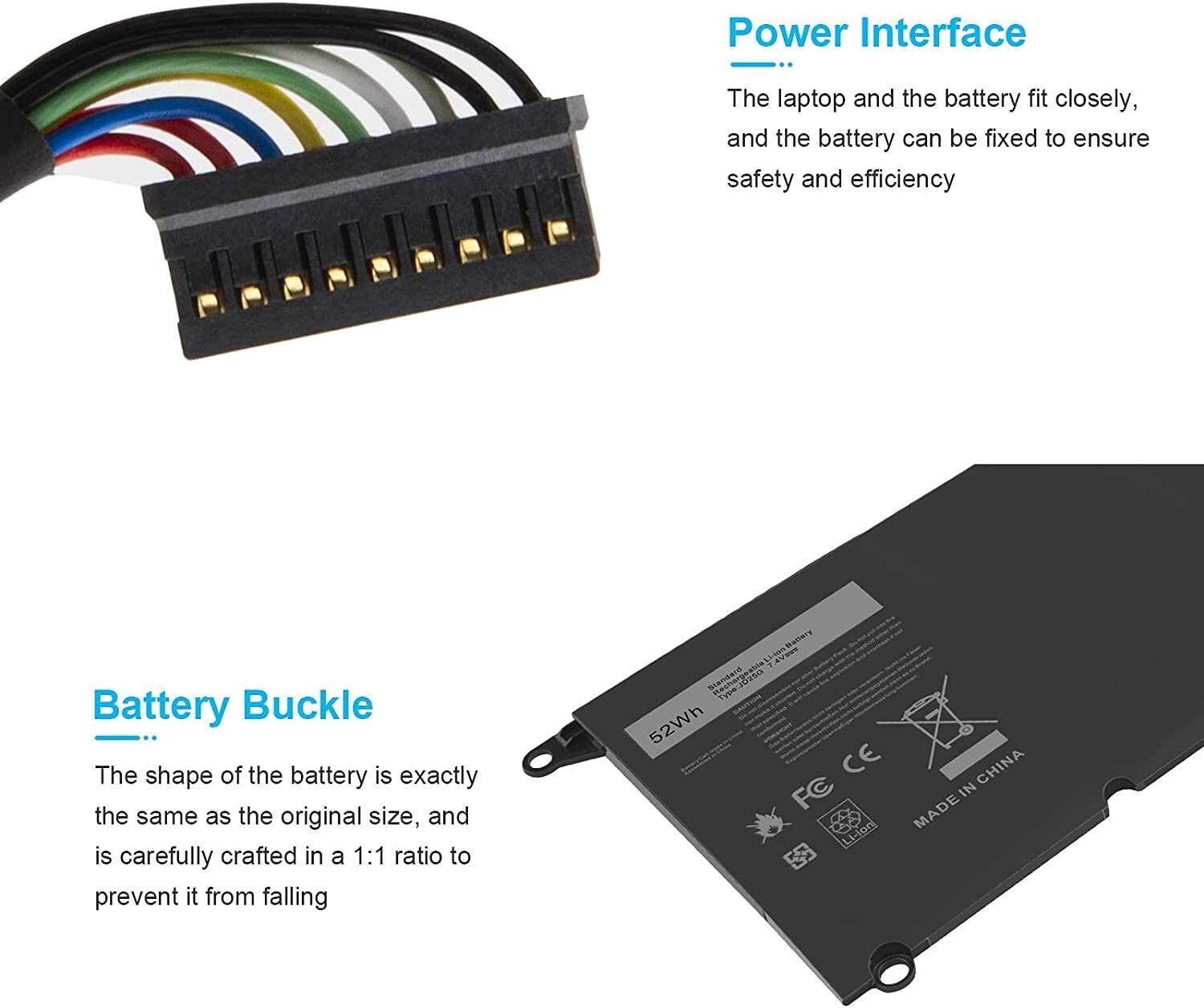 New Laptop Battery For Dell XPS 13 XPS13 9350 139350 90V7W 0DRRP RWT1R