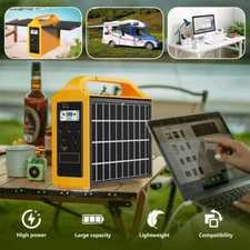 Portable 100W Solar Panel Power Station Generator Emergency Power Bank AC DC LED
