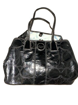 COACH Black Patent Shiny Leather F15658 Handbag Purse