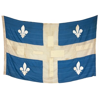 Quebec Flag Rug XL Vintage Wool Quebec Flag French Canada Nautical Cloth Textile Art ...