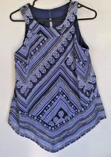 AB STUDIO Blue Sleeveless Women's Blouse Small