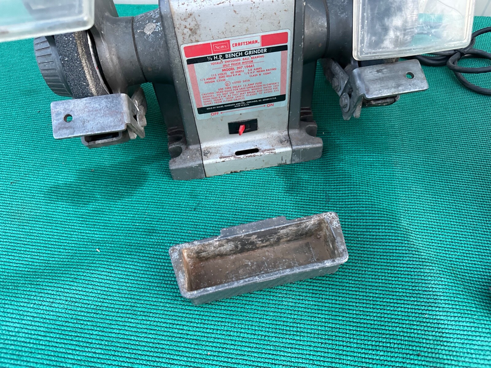 Vintage Sears Craftsman 1/2 HP Bench Grinder Work Light Model 397