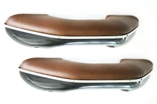 55-59 60-66 Chevy/GMC Pickup Truck LH/RH Brown Arm Rests Pull Handle Chrome Trim