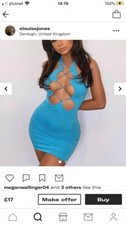 blue mini dress bodycon pretty little thing plt lace up front light blue tie up