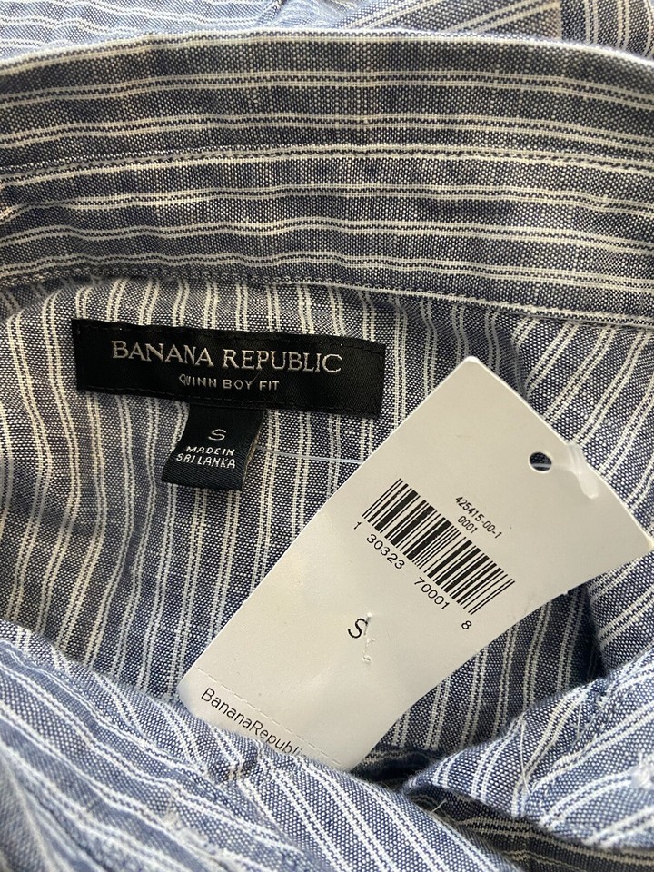 NWT Banana Republic Shirt Blouse Quinn Boy Fit Blue White Stripe Small S New eBay