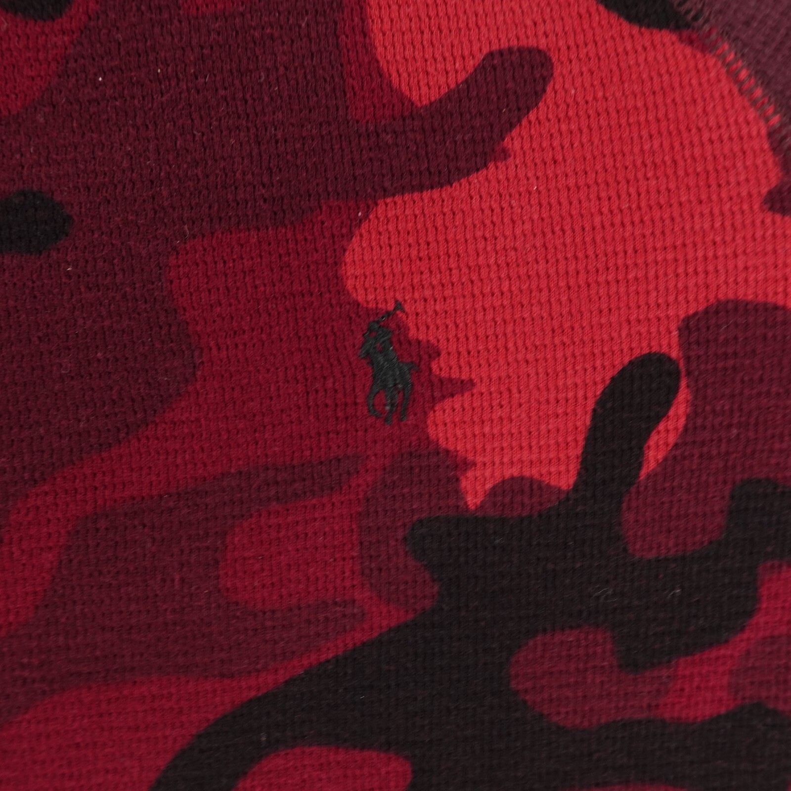 Polo Ralph Lauren Camicia Uomo Media Rossa Mimetica Waffle Maglia Termica Pony Logo Raglan