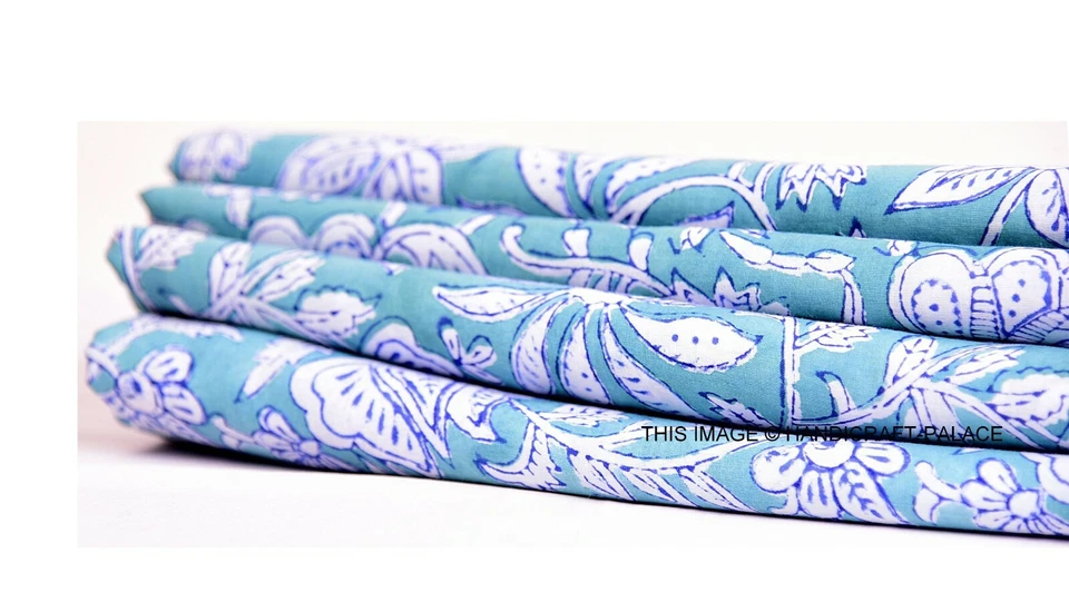 100% Indian Handmade Cotton Fabric Printed New Ethnic Hand Block Ethnic 3 Yard - Image 2 of 3