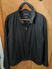 Black Structure Jacket Men s Quality Microfiber XL YKK Metal Zip Up Jacket Coat