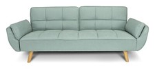 Divano letto clic clac in tessuto Verde tiffany mod.Ambra piedi legno naturale