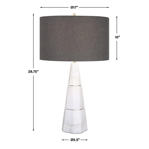 Uttermost Citadel Contemporary Marble Iron and Fabric Table Lamp - Elegant White - Picture 8 of 8