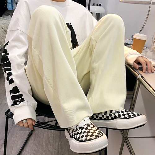 Men Soft Corduroy Straight Trousers Solid Pants Daily Office School Sports Cool - Picture 3 of 8