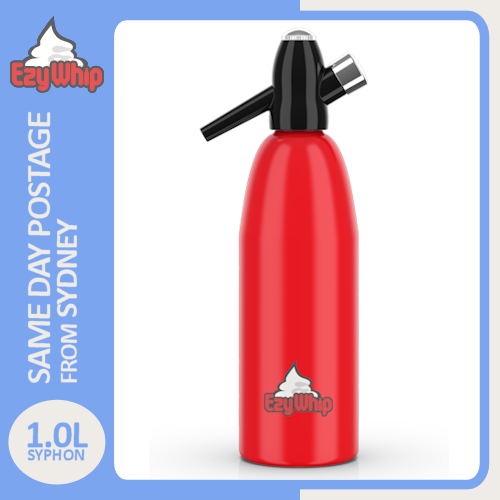 EZYWHIP SODA SIPHON 1.0L RED SYPHON CARBON DIOXIDE SPARKLING BUBBLES FIZZ - Picture 1 of 12