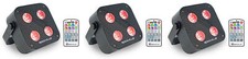  3 Rockville MINI RF4 V2 Black DJ/Party Wash Lights RF Remote APP Wireless DMX