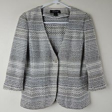 ST JOHN KNIT BLAZER JACKET Womens 4 Button 3/4 Sleeve USA Made Classic Event