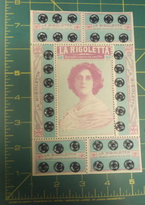 Beautiful Vintage Card of Boutons Pression La Rigoletta on perforated card snaps