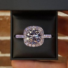 Silver Color Engagement Wedding Ring for Women Fashion Metal Inlaid White Zircon