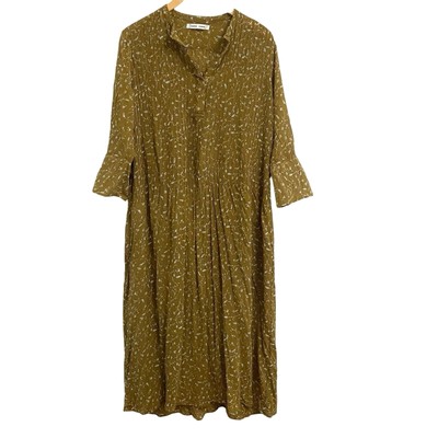 Samsoe Samsoe Pleated Elm Midi Sheer Dress Women s Size Large Cottagecore Flowy
