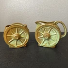 Frankoma Pottery Wagon Wheel Prairie Green Creamer Jug And Sugar Bowl Excellent