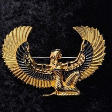 Large Goddess Isis - Winged Egyptian Brooch -...