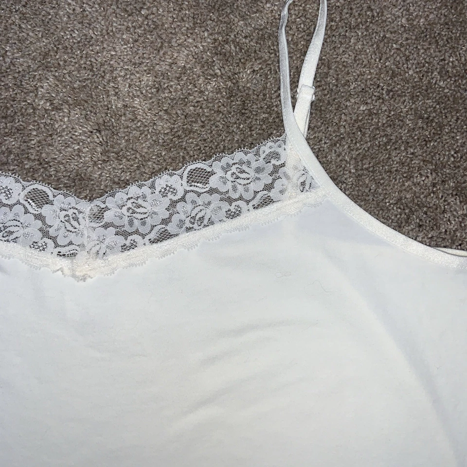 Camiseta sin mangas CJ Banks con encaje recortada para mujer 2XL talla grande marfil correa ajustable Y2K Foto 4 de 4