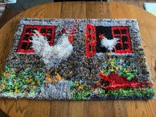 Handmade Chicken Latch Hook Tug Wall Hanging 39  x26  