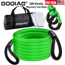 1"×30ft Kinetic Heavy Recovery Tow Power Rope for Truck Jeep Car ATV UTV Tractor