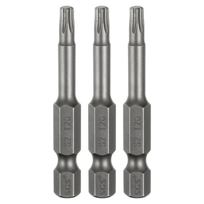 3pcs T20 Torx Head Screwdriver Bit 1/4'' Hex Shank 2'' Long Magnetic No Hole Tip
