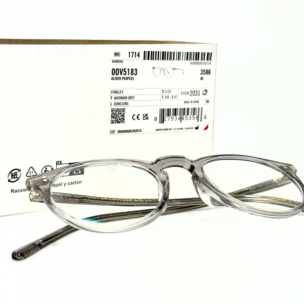 OLIVER PEOPLES OV5183 O'Malley 5183 Crystal Gray Vintage Glass