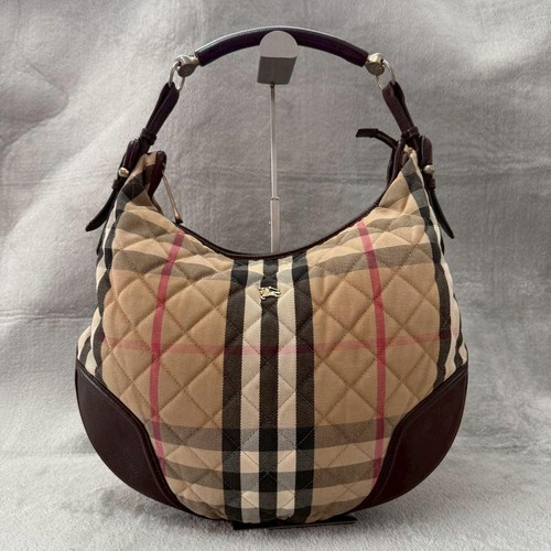 Burberry Nova Check Quilted Hobo Bag Women Used Authentic
