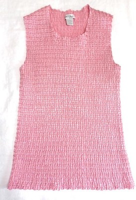 Nicola Womens VTG Pink Crinkle Sleeveless Tank Top Sz M Lightweight Polyester