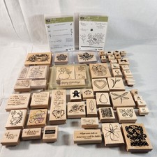 Stampin Up Wood Mounted Mixed LOT Children Floral Leaves Butterflies  ... VG