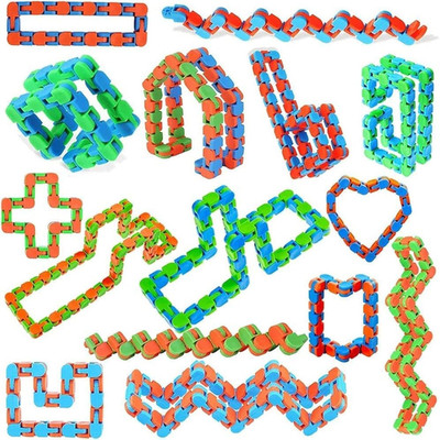 Gzzdqgwn 144Pcs Random 24 Links Wacky Tracks Snap And Click Fidget Toys Finger