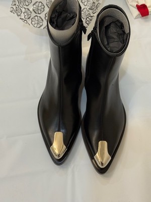 NEW Alexander McQueen Punk Boots Men size 41 Black Silver Toe 8.5 8 